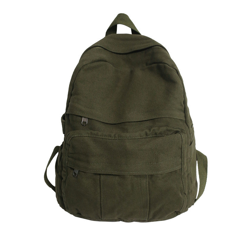 Vintage Canvas Backpack - Unisex School Bag in Stylish Solid Colors