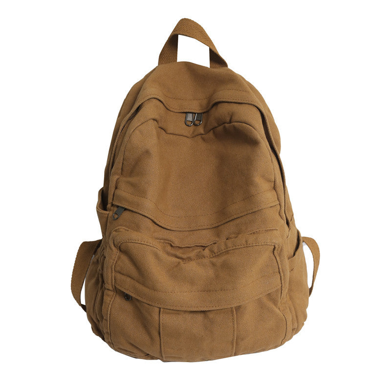 Vintage Canvas Backpack - Unisex School Bag in Stylish Solid Colors