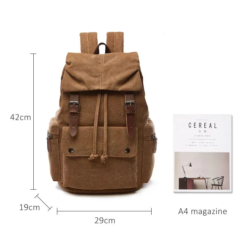 Vintage Canvas Backpack: Stylish Unisex Design, Spacious for Laptops