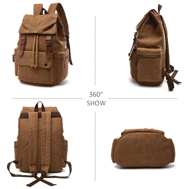 Vintage Canvas Backpack: Stylish Unisex Design, Spacious for Laptops